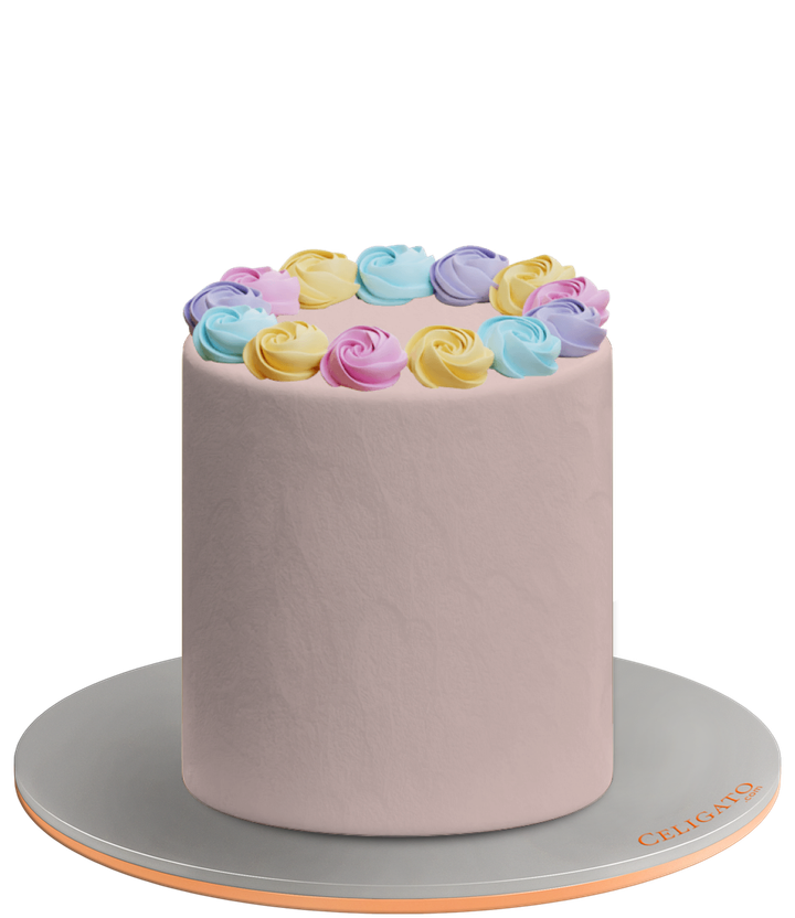 Pastel Roses cake on transparent background