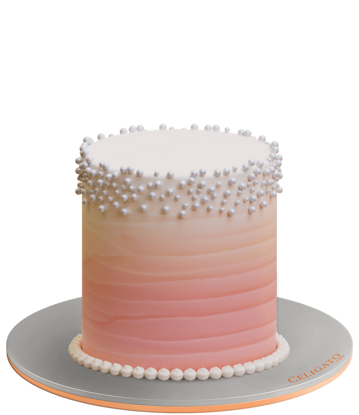 Coral Pearls cake on transparent background