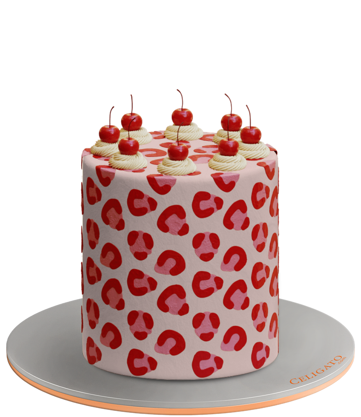 Red cherry cake on transparent background