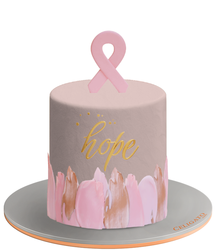Hope Ribbon Cake on transparent background