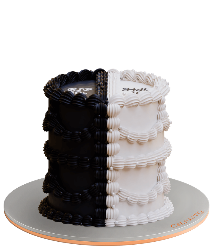 Rip 20's 20s Vintage Piping Round Cake on transparent background