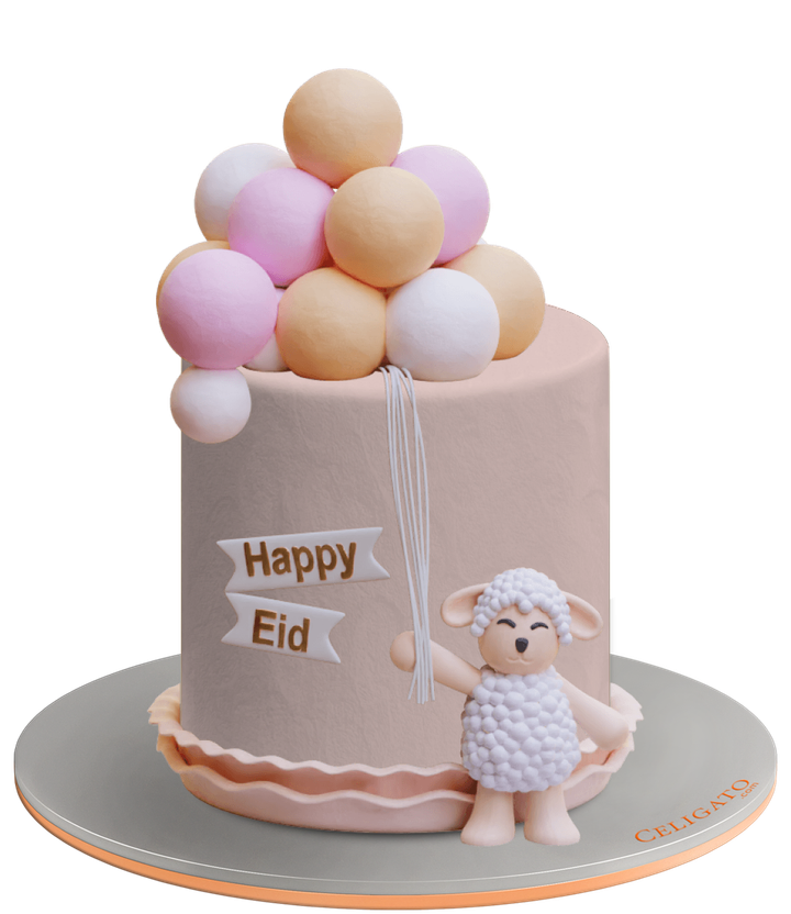 Sheep Balloons cake on transparent background