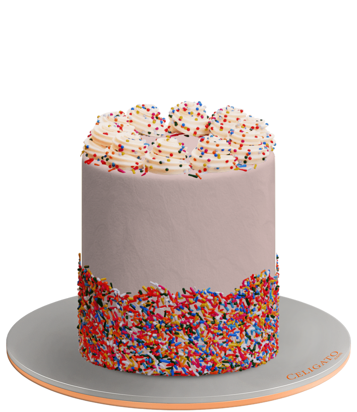 Sprinkles Vintage Piping Cake on transparent background