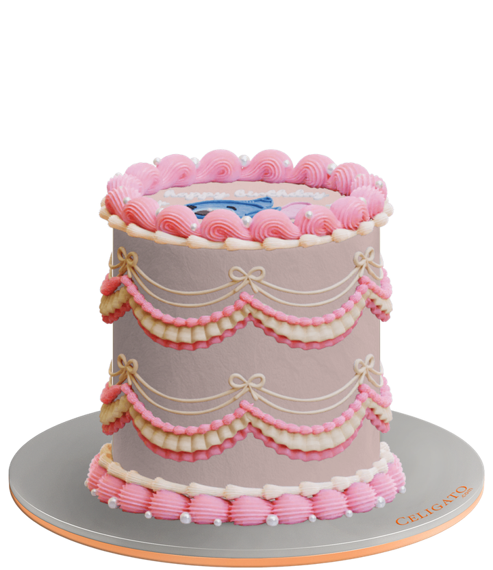 Retro stitch cake on transparent background