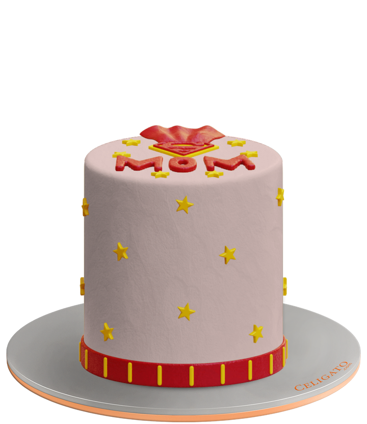 Super Mom cake on transparent background