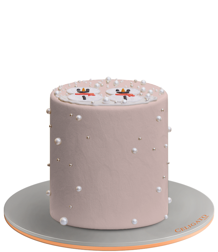 Two Snowmen cake on transparent background