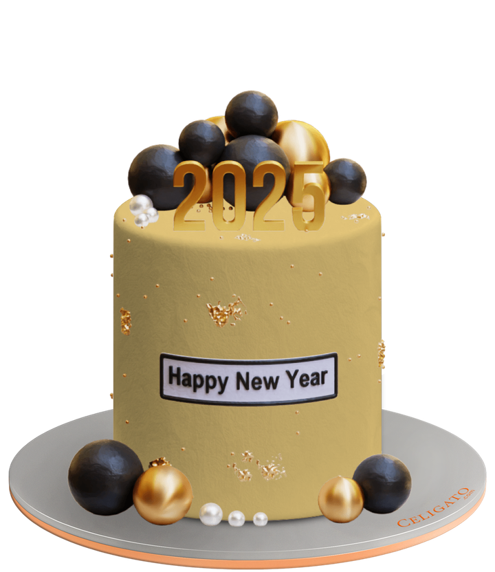 Gold Balls cake on transparent background