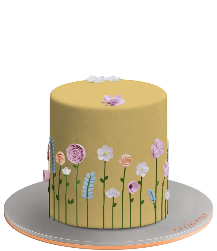 Blooming Flowers cake on transparent background