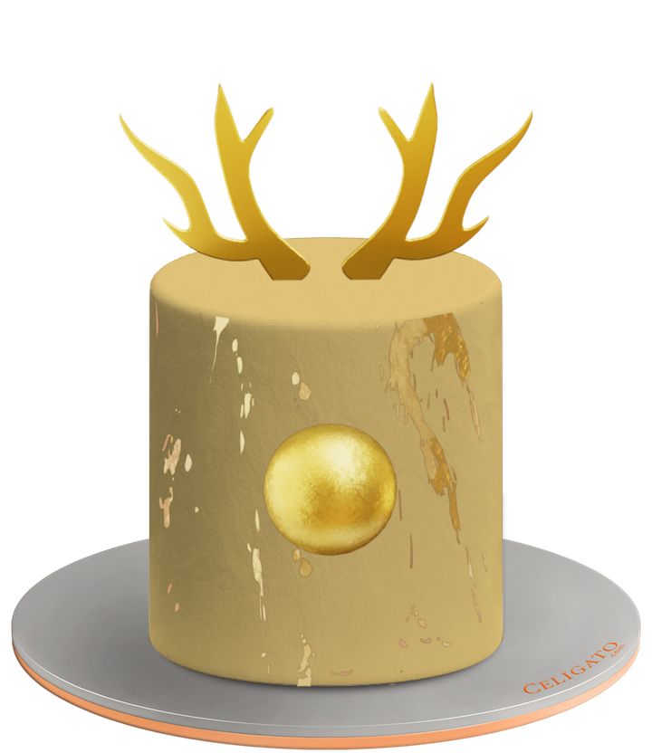 Gold Deer cake on transparent background