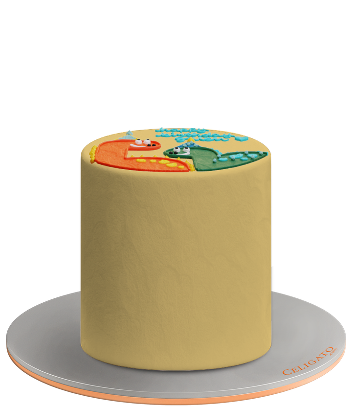 Dino's Birthday cake on transparent background