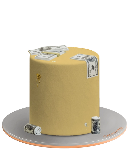 Dollar cake on transparent background