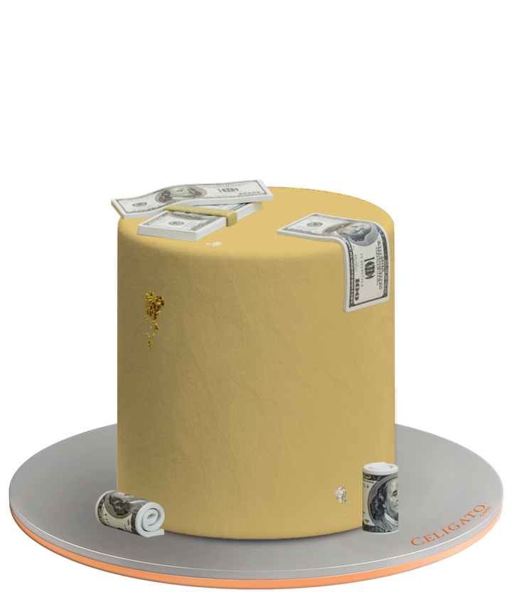 Dollar cake on transparent background