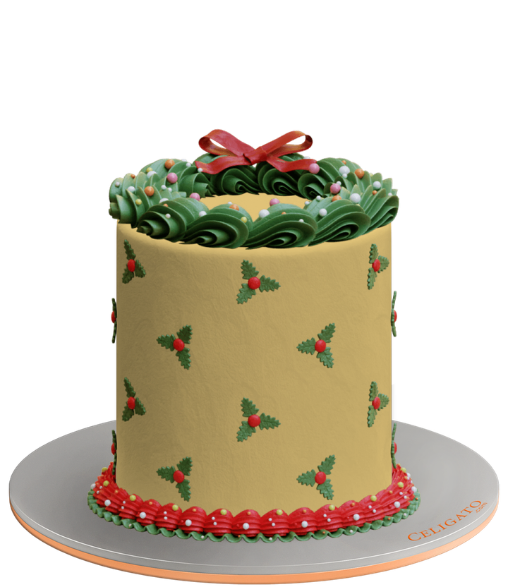 Holly Jolly cake on transparent background