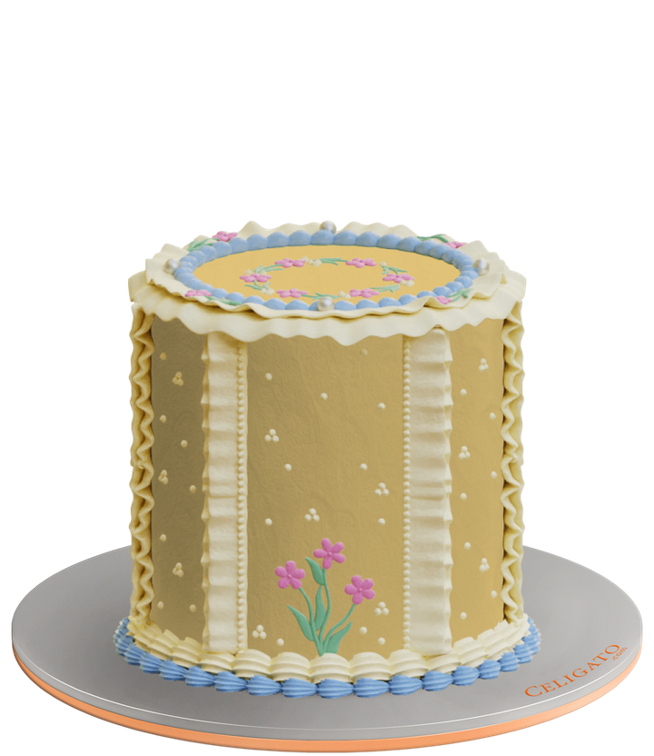Planting Flowers cake on transparent background