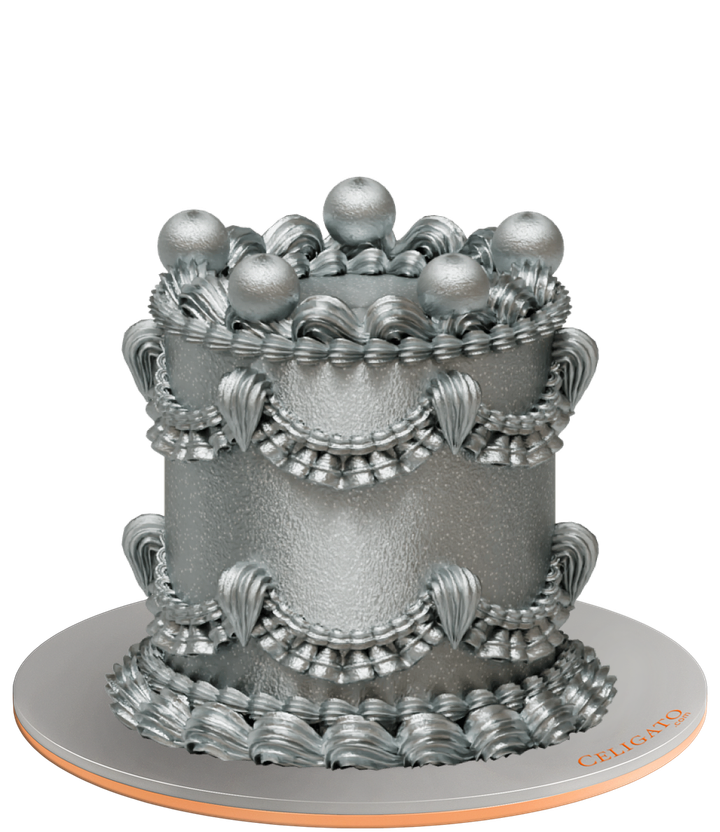 Retro Silver cake on transparent background