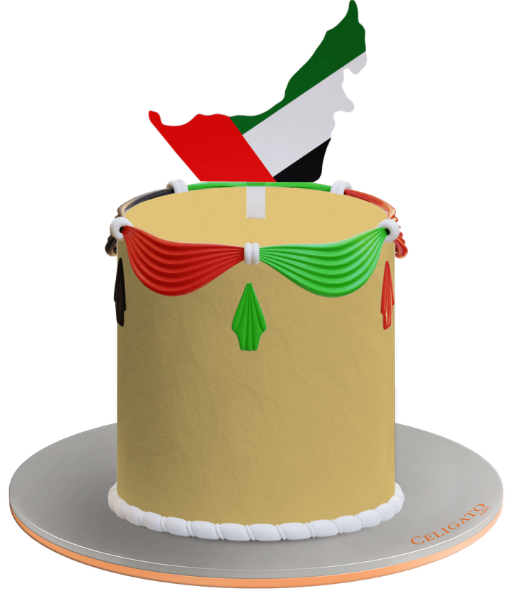 UAE Flag cake on transparent background
