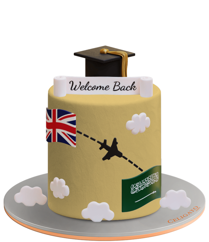 Welcome Back cake on transparent background