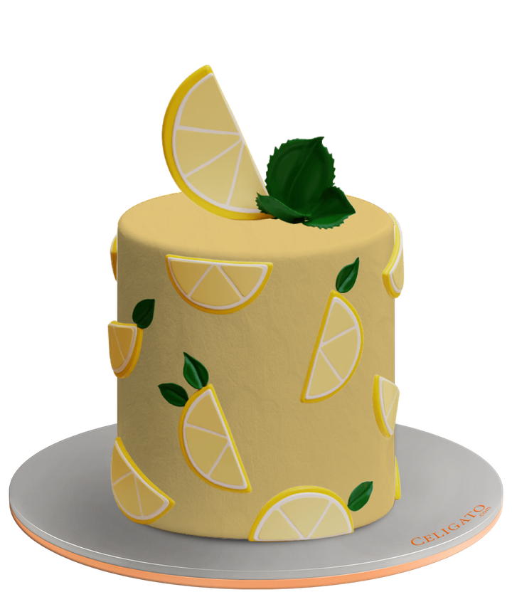 Lemon Slices cake on transparent background