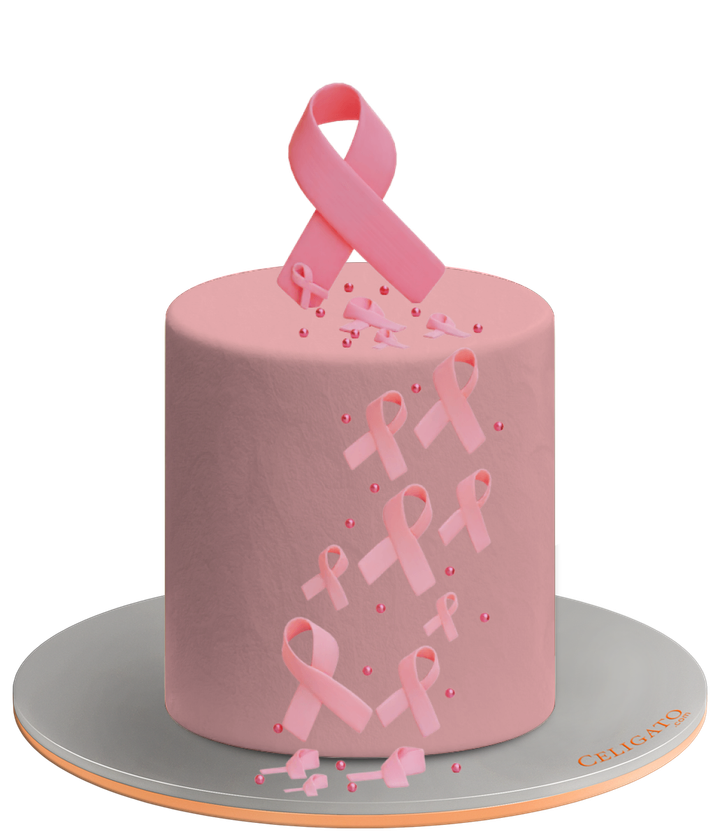 Pink Ribbons Awareness Ribbon Cake on transparent background