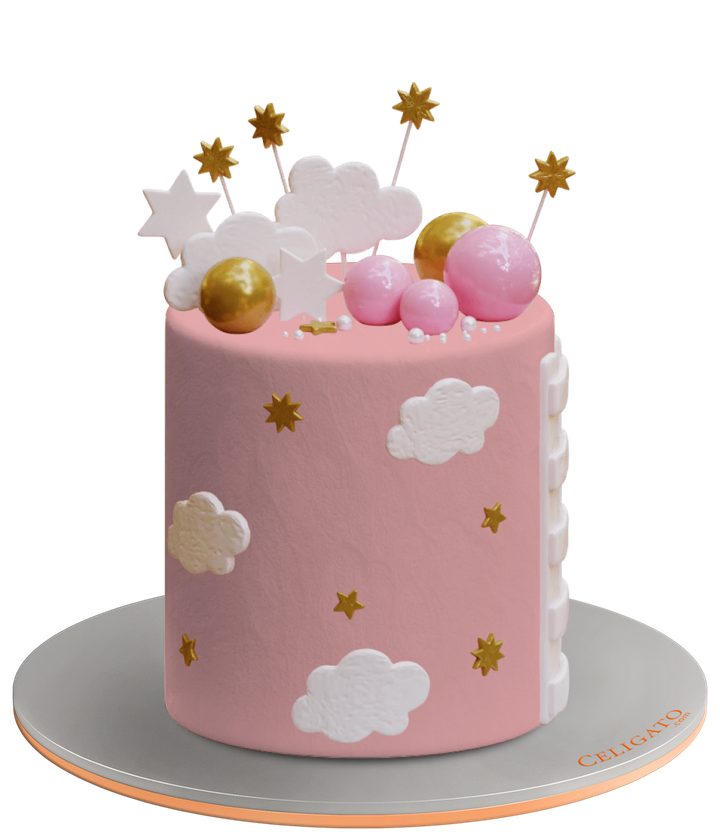 Baby pink cake on transparent background