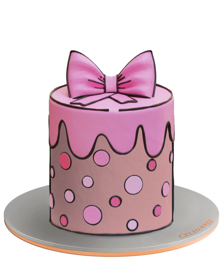 Comic Gift cake on transparent background