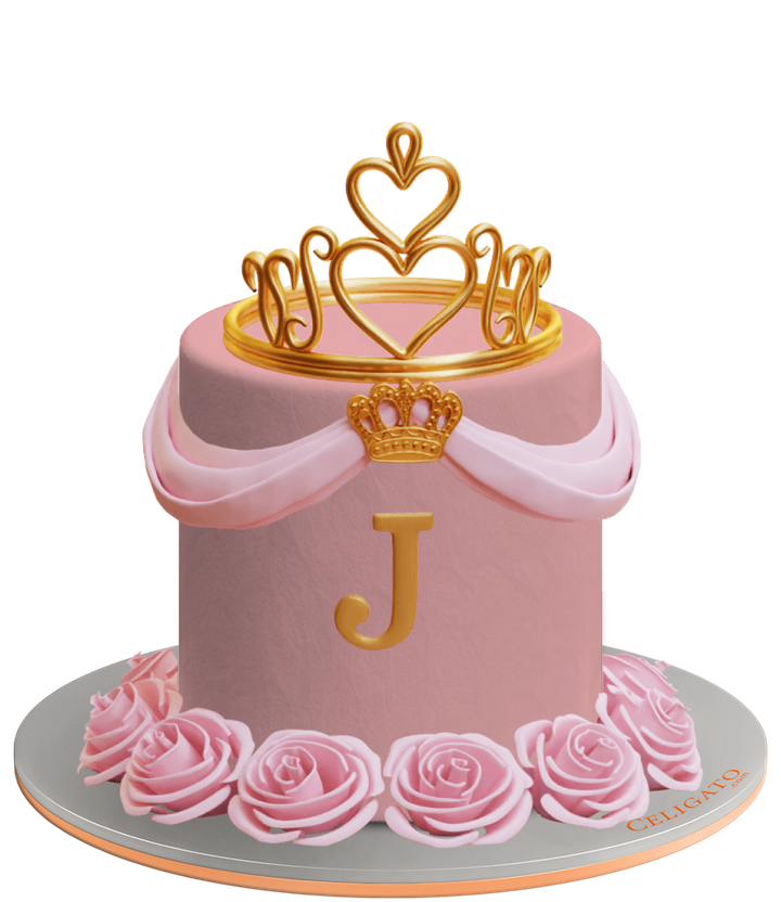 Pink Crown cake on transparent background