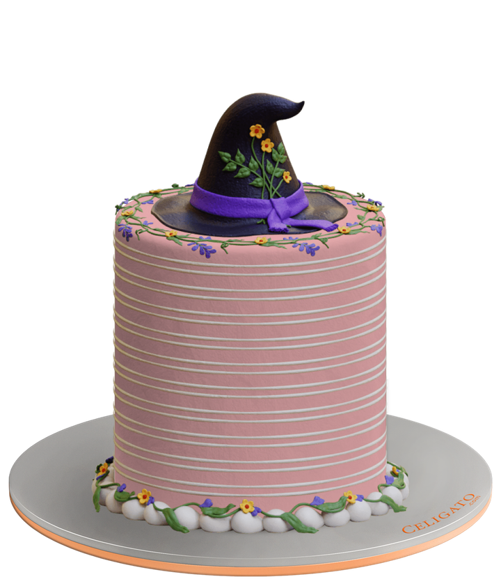 Witch's Hat Halloween Cartoon Favorites Round Cake on transparent background