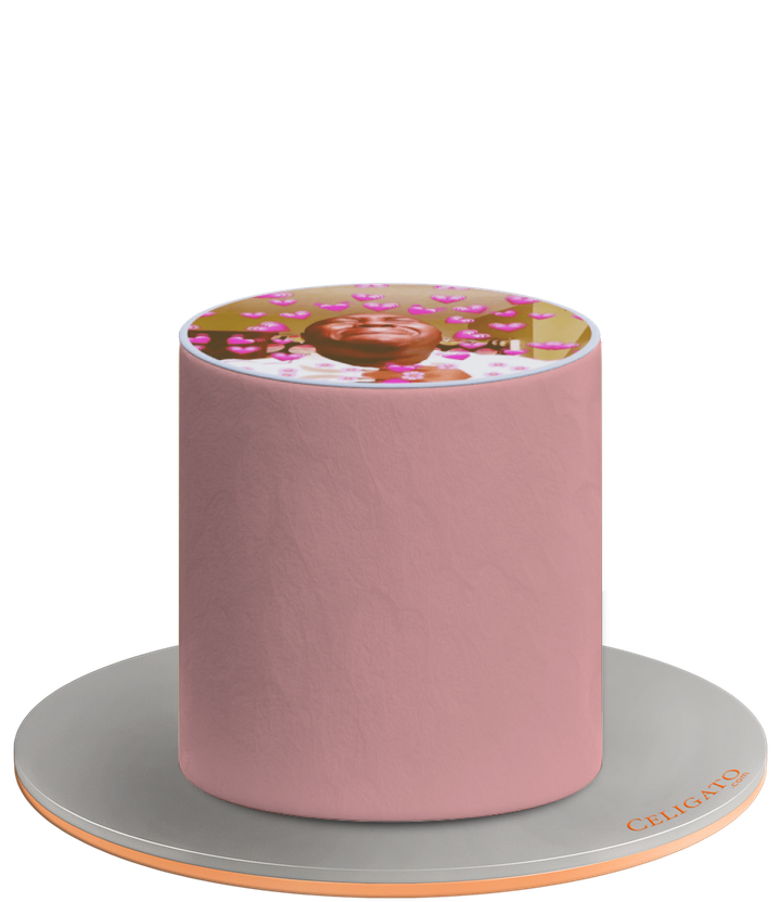 Pink Hearts Meme cake on transparent background