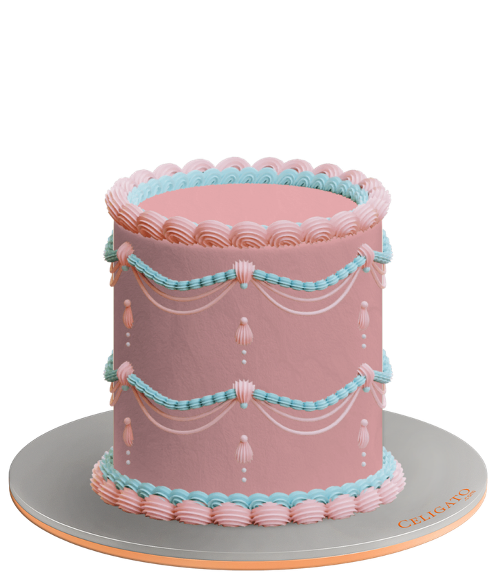Pretty In Pink cake on transparent background