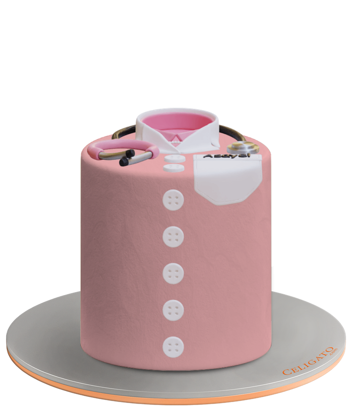 Doctor In Pink cake on transparent background