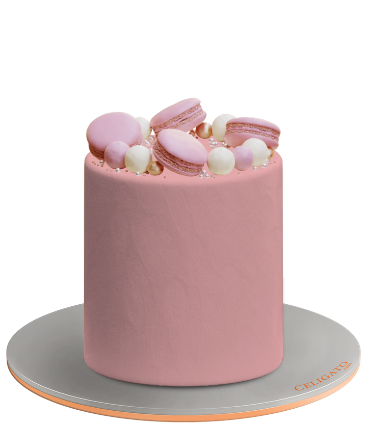 Pink Macarons cake on transparent background
