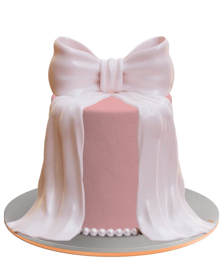Pink Ribbon cake on transparent background