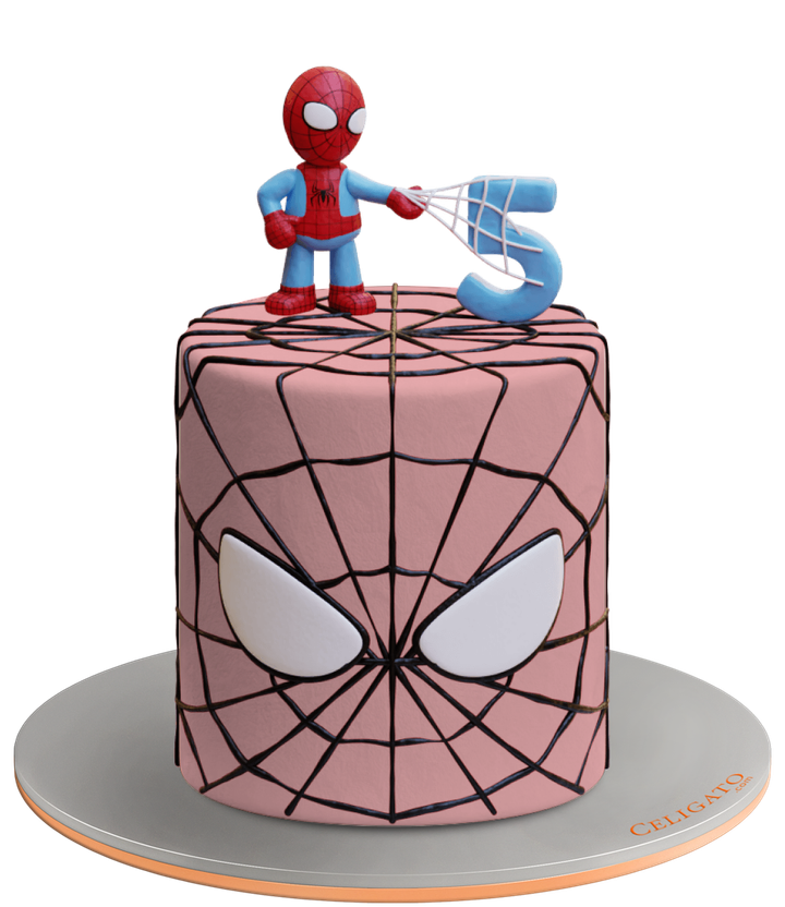 Spiderman Sppiderman Cartoon Favorites Round Cake on transparent background