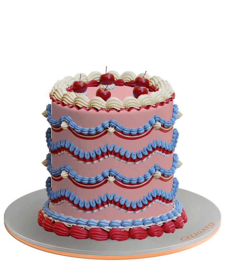 Sweet cherry cake on transparent background