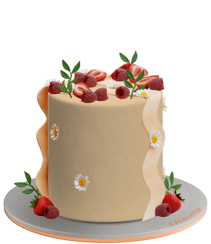 Berry Bloom cake on transparent background