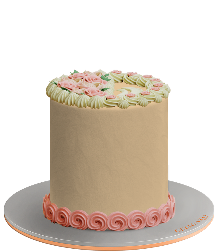 Bloom for Mom cake on transparent background