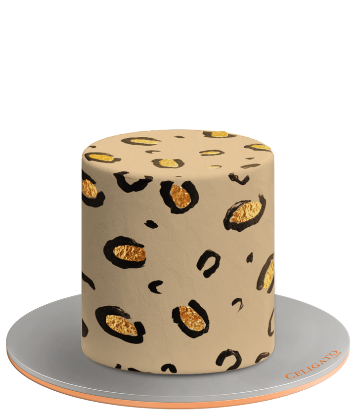 Cheetah cake on transparent background