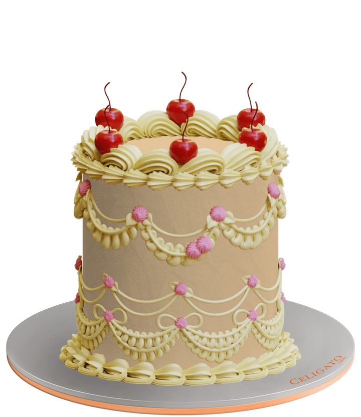 Cherry Vibes cake on transparent background