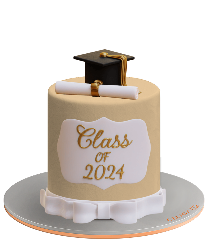 Class of 2024 cake on transparent background