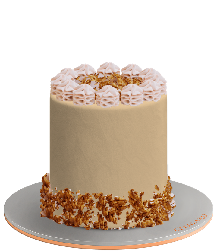 Classic Pecan Cream cake on transparent background