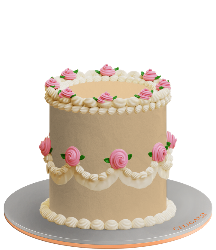 Classic Rosy cake on transparent background