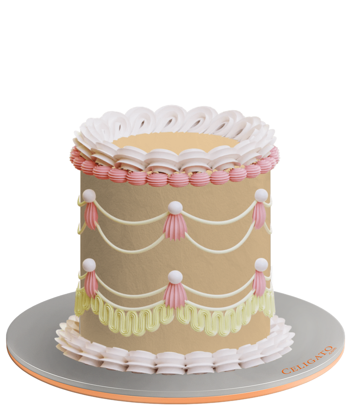 Retro Tassle cake on transparent background