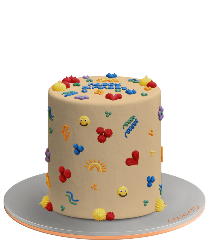 Colors of Joy cake on transparent background