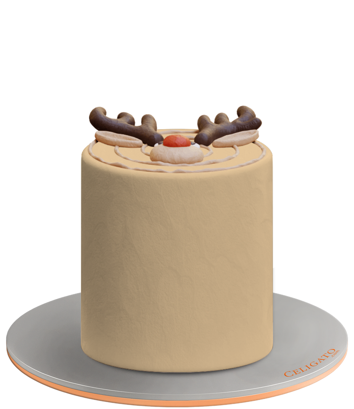 Festive Reindeer cake on transparent background