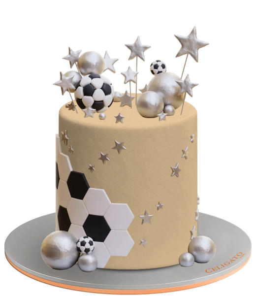 Football star cake on transparent background