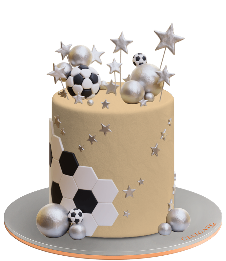 Football star cake on transparent background