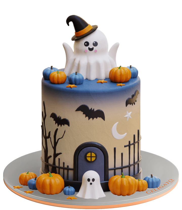 Ghosts Night cake on transparent background