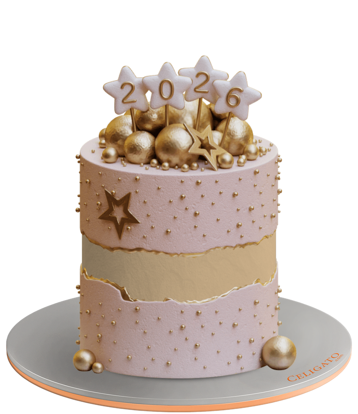 Glow Into 2026 cake on transparent background