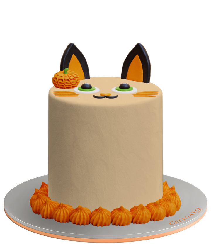 Halloween Cat cake on transparent background