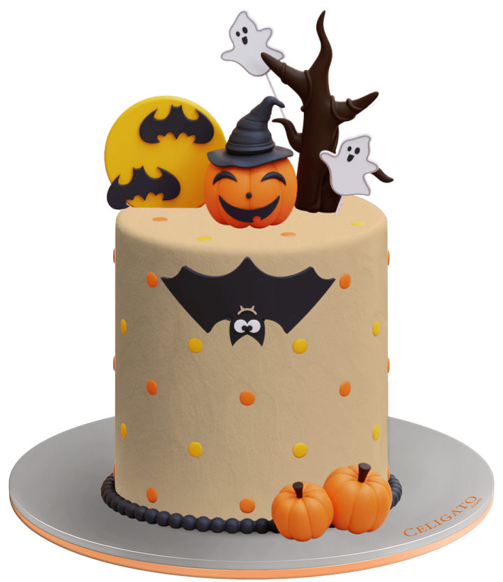 Halloween cake on transparent background